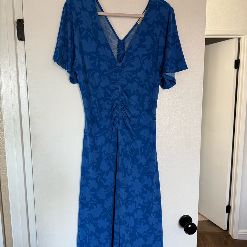 Michael Kors Floral Blue Midi Dress 0X-NWT - Picture 4 of 8